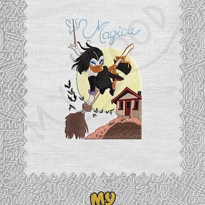 Hexe Ente Cartoon digitalisieren digitale Maschinenstickerei Design-Muster-Sofortdownload 13 Formate Größe 4x4 5x7