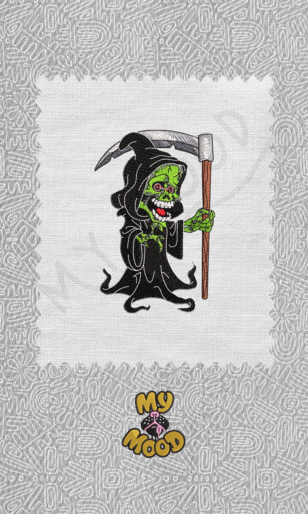 Deathsinger Pattern Vintage Halloween Death Night Creature Digitize Digital Machine ...
