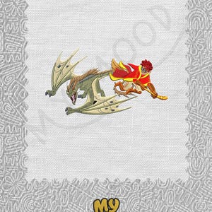 Flying chasing dragon Digitize Digital Machine Embroidery Design Pattern File Instant Download 13 formats Size 4x4 5x7