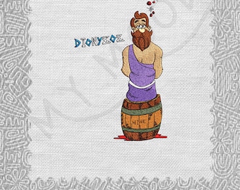 Projekt haftu maszynowego | Dionizos | WYŁĄCZNIE sztuka grecka | 12 komiksów o bogach Olimpu | Natychmiastowe pobranie cyfrowe | Tamborek 4x4 5x7 | 11 formatów