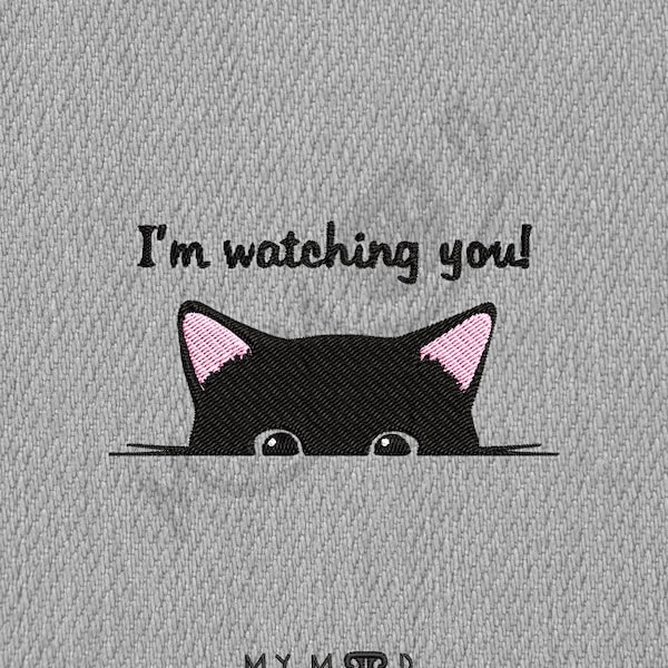 Cat lurker I'm waching you Digitize Digital Machine Embroidery Design Pattern File Instant Download 13 formats Size 4x4