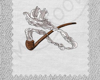 Wizards Pipe Digital Machine Embroidery Design Pattern File Instant Download 13 formats Sizes 4x4 & 7x5