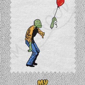 Halloween Horror creature Evil Zombie balloon Digitize Digital Machine Embroidery Pattern File Instant Download 10 formats Size 4x4 & 6x6