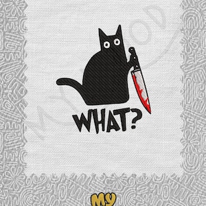 Katze mörder verrückt Digitalisieren Sie digitale Maschinenstickerei Design-Muster-Datei-Instant Download 13 Formate Größe 4x4