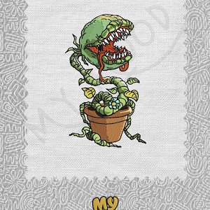 Halloween Horror creature human eater plant Digitize Digital Machine Embroidery Pattern File Instant Download 10 formats Size 7x5