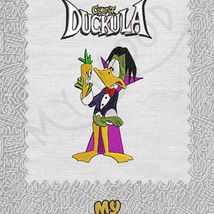 Anatra carota Dracula vegano Disegno ricamo a macchina digitale File modello Download immediato 8 formati Dimensioni 4x4 e 5x7 (logo non incluso)