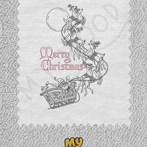 Marry Christmas Santa Claus Deers xmas Digitize Digital Machine Embroidery Design Pattern File Instant Download 11 formats Size 4x4 5x7