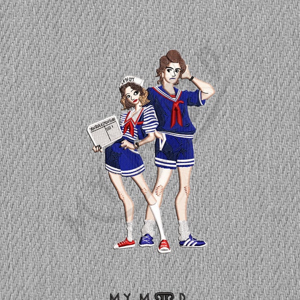 boy girl Friends Digitize Digital Machine Embroidery Design Pattern File Instant Download 13 formats Size 4x4 5x7