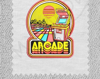 Retro Arcade 90's patch Digital Machine Embroidery Design Pattern Instant Download 13 formats Size 5x5 & 6x6