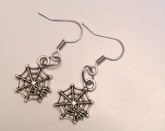 Spider web drop earrings