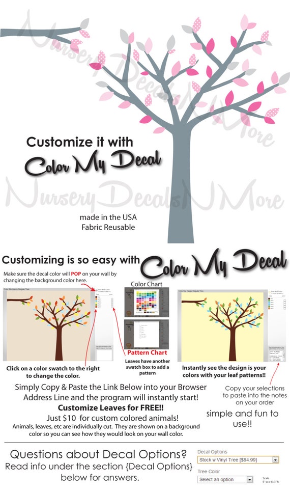 Regular Tree Mini Tree Wall Decals Branch Wall Decals Jungle Etsy