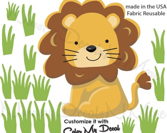 Lion with Grass-Safari Wall Decals Nursery Wall Decals Lion Wall Sticker