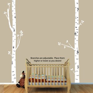 Custom Birch Trees with Birds and Bird House, Tree Wall Decals, Nature Wall Decals, Forest Wall Decals, Bird Decal NBT image 3