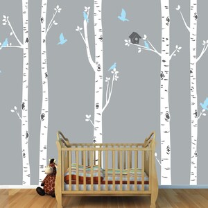 Custom Birch Trees with Birds and Bird House, Tree Wall Decals, Nature Wall Decals, Forest Wall Decals, Bird Decal NBT image 10