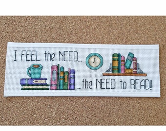 Need to Read - Cross Stitch Pattern digital download for book lovers readers man woman child kid