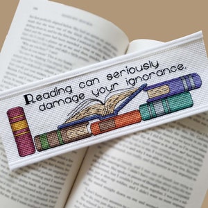 Damaging Ignorance - Cross Stitch Pattern digital download pdf for book lover and reader