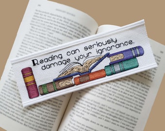 Damaging Ignorance - Cross Stitch Pattern digital download pdf for book lover and reader