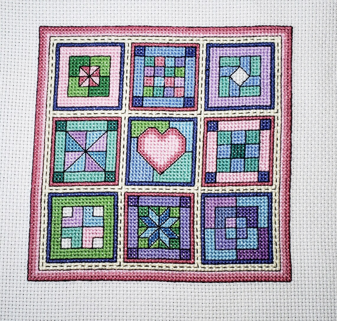 Quilt Blocks Cross Stitch Pattern Cotton Candy Quilt Cross Etsy