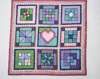 Korsstygnsmönster för Quiltblock: Sockervaddsdesign (PDF-mönster)