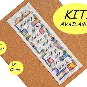 Closing Off the World Cross Stitch Kit - for reader book lover man woman child