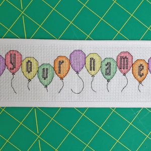 Ballonnen - Cross Stitch Patroon - Personaliseer download printbaar - voeg uw naam toe