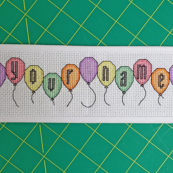 Balloons - Cross Stitch Pattern - Personalize download printable - add your name