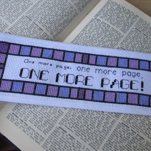 Cross Stitch Pattern - One More Page - Bookmark (for download)