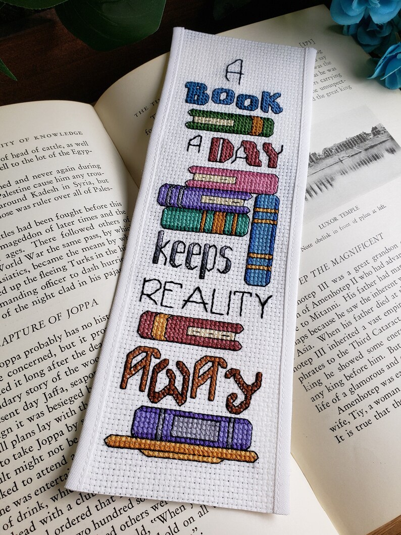 Counted Cross Stitch Pattern / Book A Day Bookmark / Digital Etsy