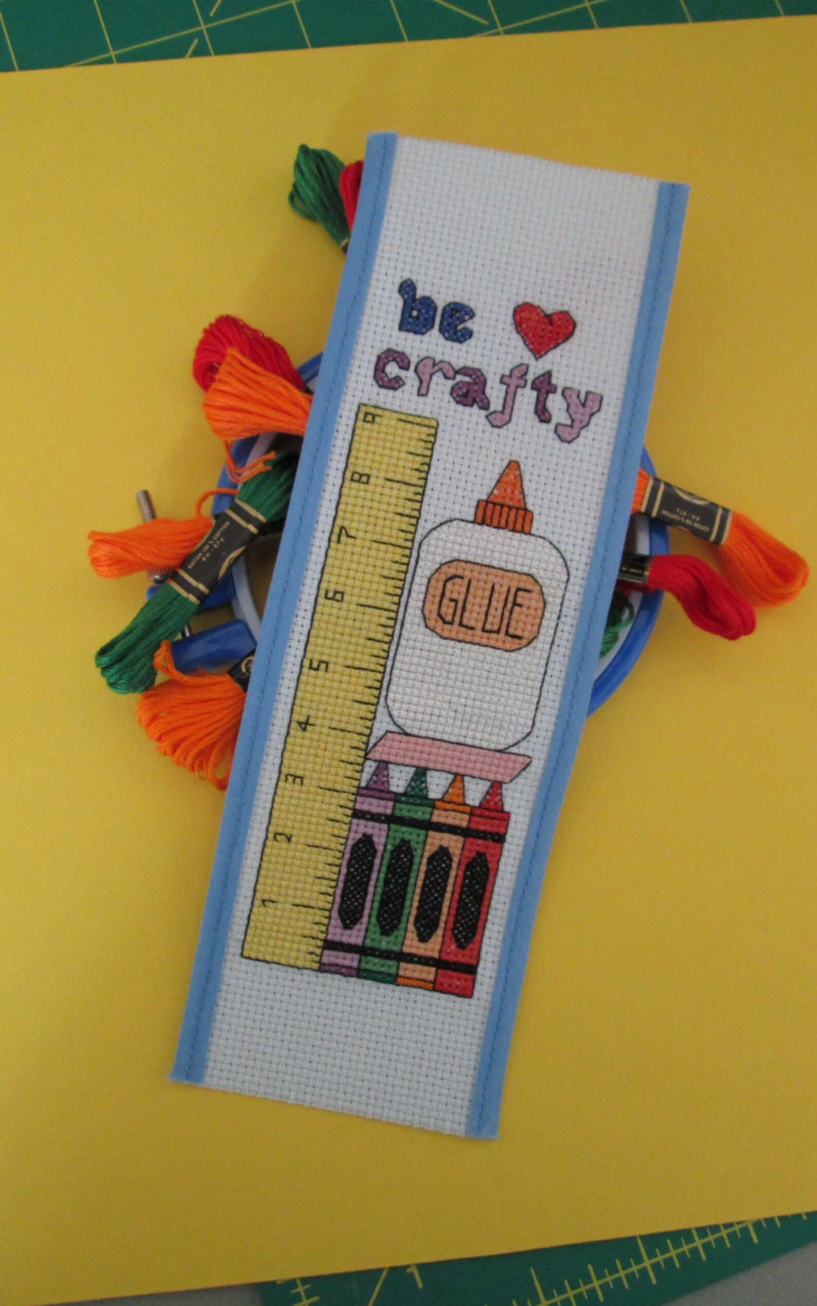 Counted Cross Stitch Pattern / Get Crafty Bookmark / Digital Etsy