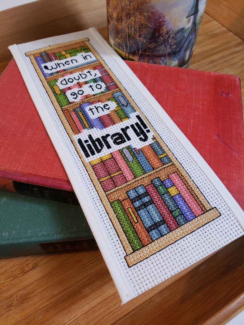 Counted Cross Stitch Pattern / Go to the Library Bookmark / Etsy
