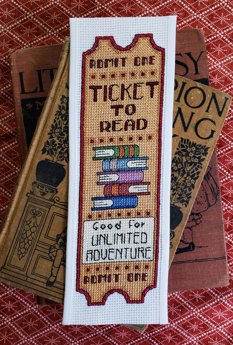 Cross Stitch Kit Ticket to Read Bookmark Kit for book lovers | Etsy