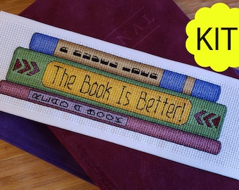 Book Is Better Cross Stitch Bookmark Kit - DIY Craft Gift