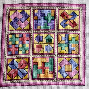 Modèle de point de croix de blocs de courtepointe - Jigsaw - modèle de point de croix de courtepointe pour les amateurs d&#39;artisanat et les amateurs de courtepointe