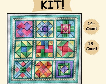 Kaleidoskop Quilt Blocks Kreuzstichpackung: Geschenk zum Selbermachen