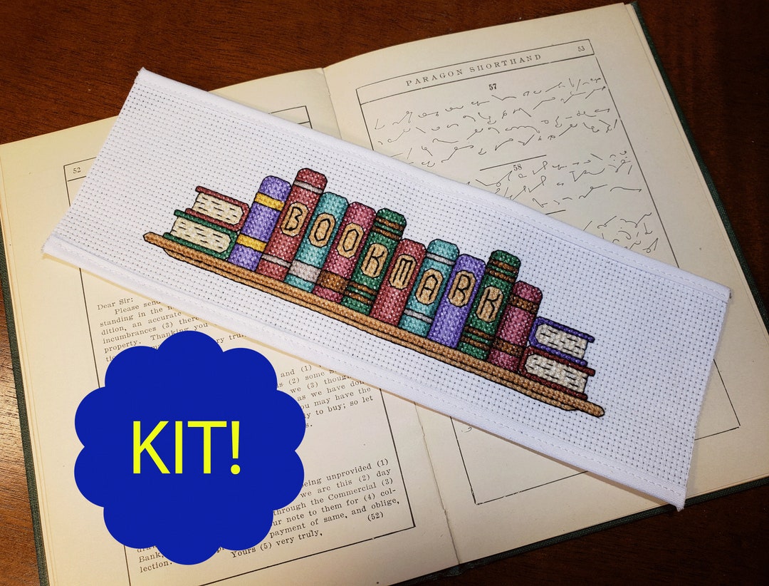 Row of Books Cross Stitch Bookmark Kit: DIY Book Lover Gift - Etsy
