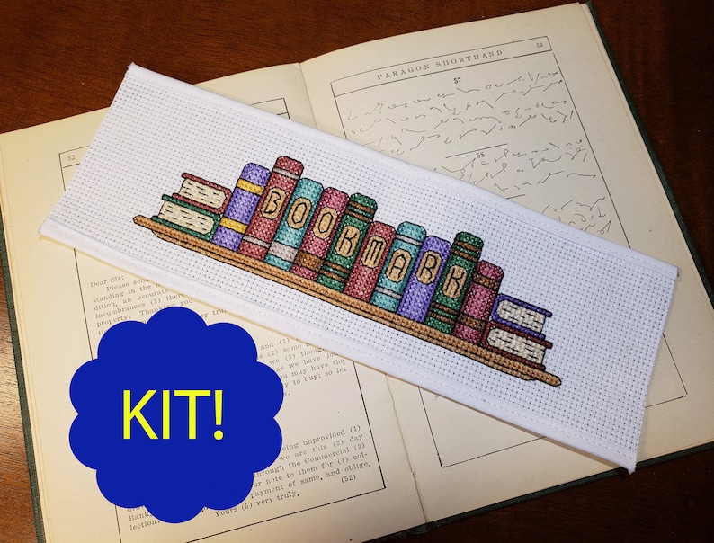 Counted Cross Stitch Bookmark Kit / Row of Books Bookmark Row Etsy