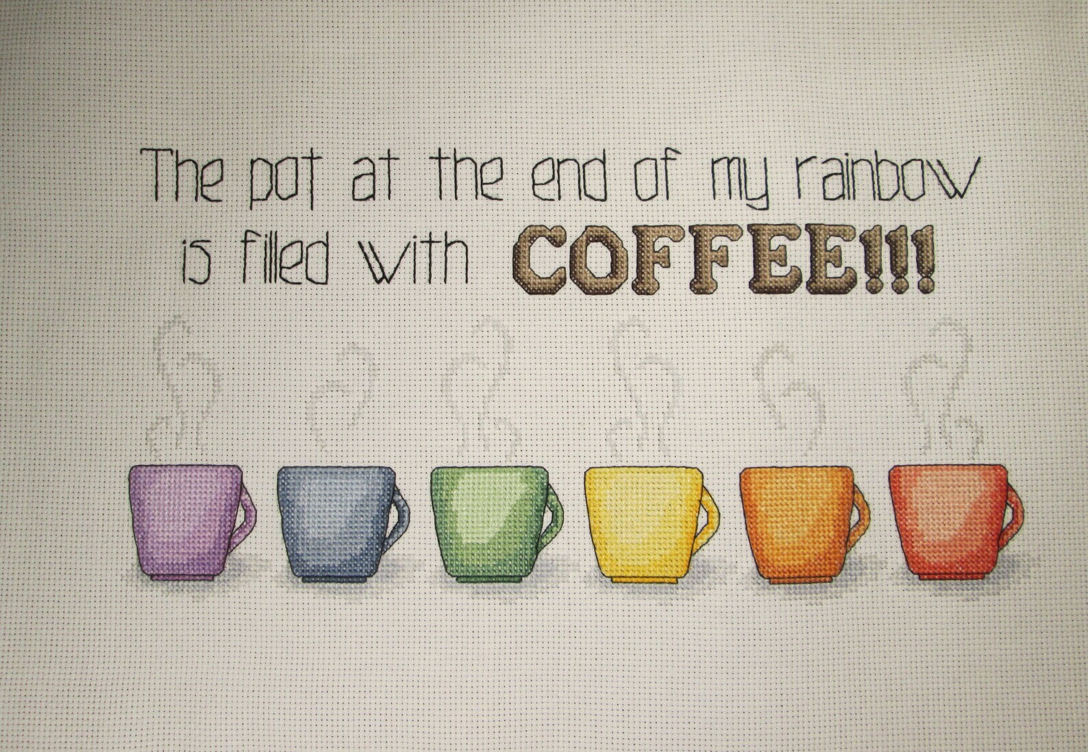 Rainbow Cups Cross Stitch Pattern - Digital Pattern - Rainbow ...