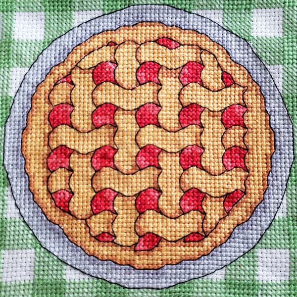 Cherry Pie Cross Stitch Pattern - DIGITAL for download printing