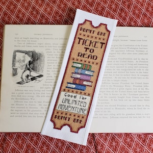 Padrão de marcador de ponto cruz Ticket to Read (padrão em PDF)