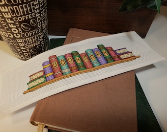 Bookshelf Bookmark Cross Stitch Pattern: Colorful Books (Digital PDF)