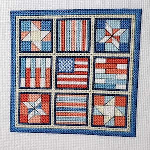 Cross Stitch Pattern of Quilt Blocks - Stars and Stripes - quilt cross stitch pattern for craft lovers and quilt lovers