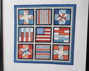 Stars and Stripes Quilt Block Cross Stitch Pattern (Digital Download)