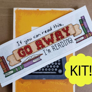 Gå bort, jag läser, korsstygnsbokmärkeskit (PDF-mönster)