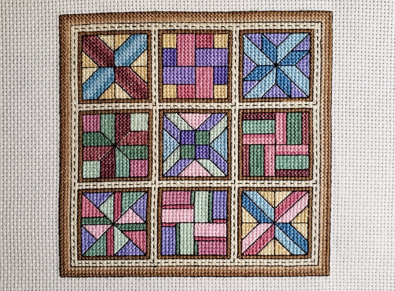 Cross Stitch Kit of Quilt Blocks Mocha Quilt Cross Stitch Etsy