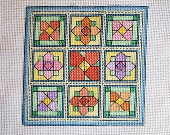 Cross Stitch Pattern of Quilt Blocks - Spring Flowers - quilt cross stitch pattern for crafters and quilters