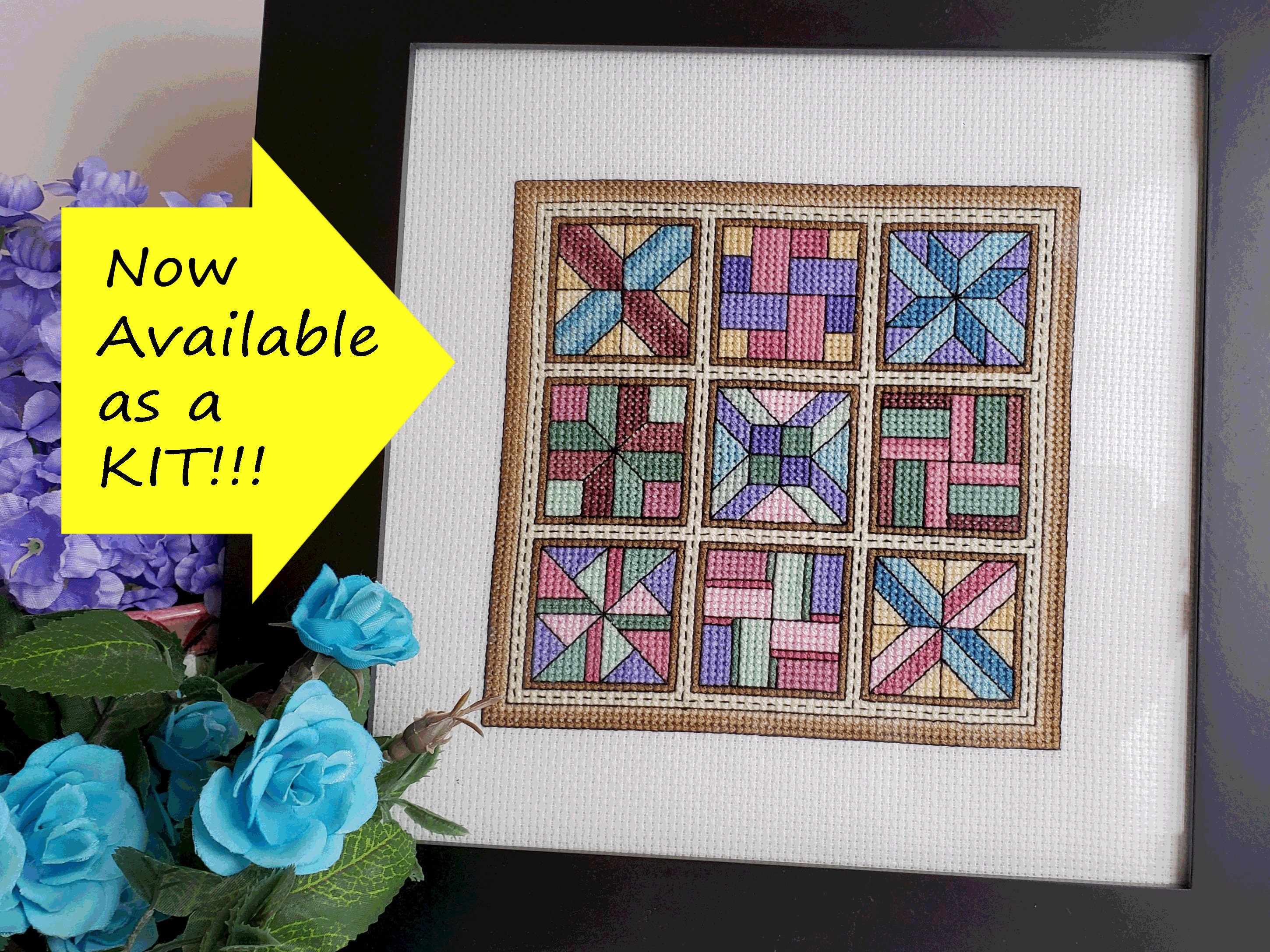 Cross Stitch Kit of Quilt Blocks Mocha Quilt Cross Stitch Etsy