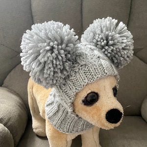 Pet Clothes Apparel Winter Snow Hat Pullover Hoodie Hat with Big Pom Poms for Small Dog Hand Knitted Nice Gift image 2