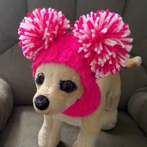 Hand-Knit Dog Hat with Pom Poms: Winter Pet Apparel, Nice Gift