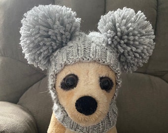 Pet Clothes Apparel Winter Snow Hat Pullover Hoodie Hat with Big Pom Poms  for Small Dog Hand Knitted Nice Gift
