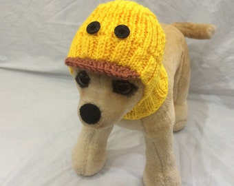 Pet Clothes Apparel Outfit Crochet Visor Hat -Duck for Small Dogs Hand Knitted Nice Gift